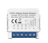 BlesConi ZigBee Smart Switch Module, Dual Control, Voice and Timer Function, for Rocker Switch, 39mm, AC 100-240V(4 Gang)