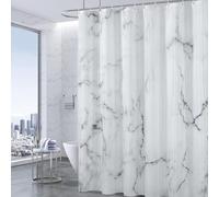 BLESFOREVER Grey White Marble Shower Curtain Set with 12 Hooks, Abstract Modern Luxury Gray White Marble Shower Curtains for Bathroom, Waterproof Fabric, 72" W X 72" L