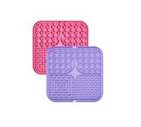 BleshiFashi 2 Pack Anti-Slip Licking Mat, Pet Food Mat Waterproof Puppy Feeding Mat, Slow Feeder Dog/Cat Bowl, Cat Licking Mat to Relieve Anxiety with Raised Edges （6"×6"）