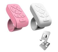 BLESO - Bluetooth Scrolling Ring Remote for TikTok,Kindle,ins Short Video& More - Page Turner & Phone Scroller for iPhone, iPad, Android - Fingertip Wireless Remote Control (W+P-Gray Bracket)