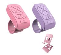 BLESO - Bluetooth Scrolling Ring Remote for TikTok,Kindle,ins Short Video& More - Page Turner & Phone Scroller for iPhone, iPad, Android - Fingertip Wireless Remote Control (P+PP-Pink Bracket)