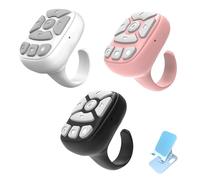 BLESO-Bluetooth TikTok Phone Scroller & Remote Scrolling Ring - Page Turner for iPhone, iPad, Android - YouTube, Ins, Kindle - Fingertip Wireless Clicker & Shutter (B+W+P-Blue Bracket)