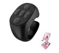 BLESO - Scrolling Ring Remote for TikTok, Kindle, YouTube & Instagram - Bluetooth Finger Scroller for iPhone, Android - Page Turner Clicker & Fingertip Wireless Phone Control (B+Pink Bracket)