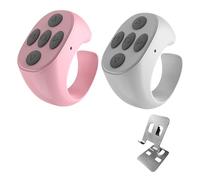 BLESO - Scrolling Ring Remote for TikTok, Kindle, YouTube & Instagram - Bluetooth Finger Scroller for iPhone, Android - Page Turner Clicker & Fingertip Wireless Phone Control (W+P-Silver Bracket)