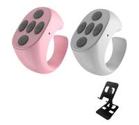 BLESO - Scrolling Ring Remote for TikTok, Kindle, YouTube & Instagram - Bluetooth Finger Scroller for iPhone, Android - Page Turner Clicker & Fingertip Wireless Phone Control (W+P-Black Bracket)