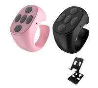 BLESO - Scrolling Ring Remote for TikTok, Kindle, YouTube & Instagram - Bluetooth Finger Scroller for iPhone, Android - Page Turner Clicker & Fingertip Wireless Phone Control (B+P-Black Bracket)