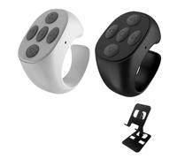 BLESO - Scrolling Ring Remote for TikTok, Kindle, YouTube & Instagram - Bluetooth Finger Scroller for iPhone, Android - Page Turner Clicker & Fingertip Wireless Phone Control (B+W-Black Bracket)