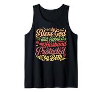 Bless by God and Spoiled by My Husband Inspirational Quote Tank Top