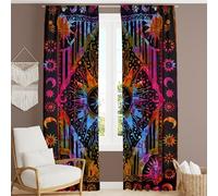 Bless International Beautiful Indian Bohemian Psychedelic Hippie Burning Sun Window Curtain Panels For Bedroom, Living, Balcony (Purple Tie Dye (38x83 Inches)(96x210 Cms))