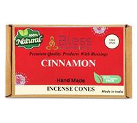 Bless International Cinnamon 100%-Natural-Incense-Cones Handmade-Hand-Dipped Organic-Chemicals-Free for-Purification-Relaxation-Positivity-Yoga-Meditation The-Best-scents (20 Count)