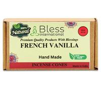 Bless International French-Vanilla 100%-Natural-Incense-Cones Handmade-Hand-Dipped Organic-Chemicals-Free for-Purification-Relaxation-Positivity-Yoga-Meditation The-Best-scents (10 Count)