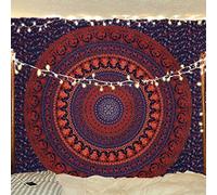 Bless International Indian Hippie Bohemian Psychedelic Cotton Mandala Wall Hanging, Multicolor Large Mandala Hippie Tapestry (Midnight Blue, Twin (140x185cm)
