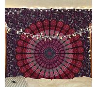 Bless International Indian hippie Bohemian Psychedelic Peacock Mandala Wall hanging Bedding Tapestry (Purple Pink, 182.88L X 137.16W cm)