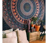 Bless International Indian-hippie-gypsy Bohemian-psychedelic Cotton-mandala Wall-hanging-tapestry-multi-color -mandala Hippie-tapestry (Multi colour, (88x104Inches)(225x265Cms))
