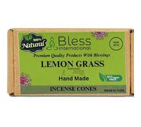 Bless International Lemon Gras 100%-Natural-Incense-Cones Handmade-Hand-Dipped Organic-Chemicals-Free for-Purification-Relaxation-Positivity-Yoga-Meditation The-Best-scents (10 Count)