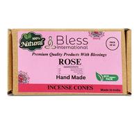 Bless International Rose 100%-Natural-Incense-Cones Handmade-Hand-Dipped Organic-Chemicals-Free for-Purification-Relaxation-Positivity-Yoga-Meditation The-Best-scents (10 Count)