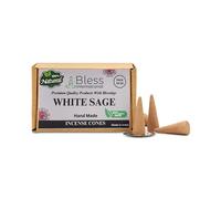 Bless-International White Sage 100%-Natural-Incense-Cones Handmade-Hand-Dipped Organic-Chemicals-Free for-Purification-Relaxation-Positivity-Yoga-Meditation The-Best-scents (20 Count)