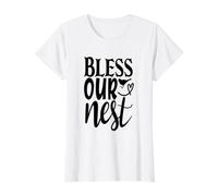 Bless Our Nest Cute Home Blessing Housewarming Value Graphic T-Shirt, Women, White, M