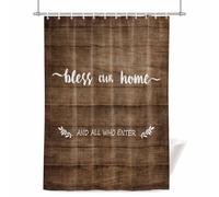 Bless Our Shower Curtain for Bathroom, Home and All Who enter Waterproof Cloth Fabric Bathroom Accessories Set with 12 Rust Proof Plastic Hooks, 60” x 72”