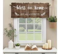 Bless Our Valances for Windows, Home and All Who enter Rod Pocket Valance Short Window Treatments Curtains for Kitchen Bathroom Bedroom Decor, 56 x 16 Inches