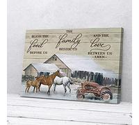 Bless The Food Before Us Farmhouse In Winter Horse Canvas Prints Wall Art