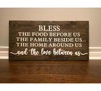 Bless the Food Before Us, the Family Around Us, the Home Around Us and the Love Between Us, Dining Room Decor, Kitchen Decor Art Metal Tin Sign 12x16 Inch