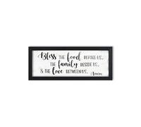 Bless the Food Before Us Wall Decor: Christian Bible Verse Wall Art Farmhouse Kitchen Dining Room Wall Decor Framed Small Plaque with Sayings - The Family Beside Us and The Love Between Us Signs