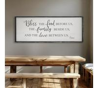 Bless The Food Before Us Wall Decor Vintage Kitchen Wall Decor Farmhouse Modern Large Framed Hanging Family Signs Bible Verse Wall Art Christian Decorations for Home Dining Room Black