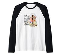 Bless The Lord Oh My Soul Crossflowers Raglan Baseball Tee
