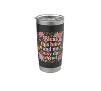 Bless This Brew Floral Coffee Morning Prayer Retro Stainless Steel Insulated Tumbler