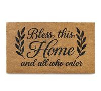 Bless This Home and All Who Enter Doormat 30x17 Inch, Blessed Door Mat for Covered Outdoor Area, Christian Welcome Mat for Front Door, Bible Verse Religious Doormat