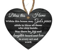 "Bless This Home, May God's Peace Abide" - Inspirational Christian Wall Decor for Home - Heartfelt Religious Gift for Housewarming, New House or Family Celebrations (Small: 10 cm (H) × 9 cm (W))