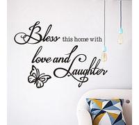 Bless This Home with Love and Laughter Butterfly Wall Sticker Quotes Inspirational Motivational Wall Art Decor for Living Room Bedroom