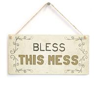 Bless This Mess Hanging Sign, Home Decor