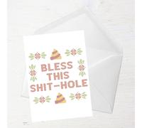 Bless This Shit-Hole Greetings Card - Standard Card