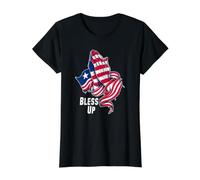 Bless Up Liberian Flag Wrapped Around Praying Hands Value Graphic T-Shirt, Women, Black, L