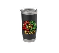 Bless Up Lion of Judah Crowned Art with Rasta Heart Hands Stainless Steel Insulated Tumbler