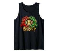 Bless Up Lion of Judah Crowned Art with Rasta Heart Hands Tank Top