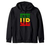 Bless Up Rasta Reggae Lion Jamaica Rastafari Roots Jamaican Zip Hoodie