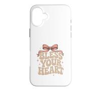 Bless Your Heart Leopard Pink Bow Case for iPhone 16 Plus