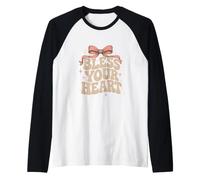 Bless Your Heart Leopard Pink Bow Raglan Baseball Tee