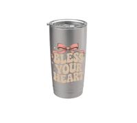 Bless Your Heart Leopard Pink Bow Stainless Steel Insulated Tumbler