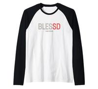 BlesSD San Diego California Blessed SD Text Graphic Raglan Baseball Tee