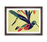 Blessed Abstract Hummingbird Framed Print | A3 Walnut Framed Wall Art | Ready to Hang | Abstract Fantasy Picture | Living Room Bedroom Lounge Office