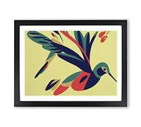 Blessed Abstract Hummingbird H1022 Framed Print for Living Room Bedroom Home Office Décor, Wall Art Picture Ready to Hang, Black A3 Frame (46 x 34 cm)