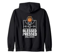 Blessed And Pressed Full Court Basketball Halo Zip Hoodie