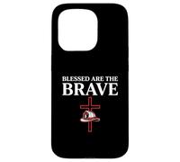 Blessed Are the Brave Christian Firefighter Faith Case for iPhone 15 Pro