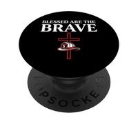 Blessed Are the Brave Christian Firefighter Faith PopSockets Adhesive PopGrip