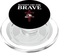 Blessed Are the Brave Christian Firefighter Faith PopSockets PopGrip for MagSafe
