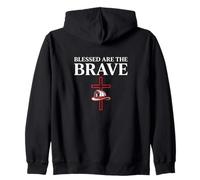 Blessed Are the Brave Christian Firefighter Faith Zip Hoodie